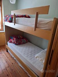 letto a castello in legno +cassettiera  coordinata