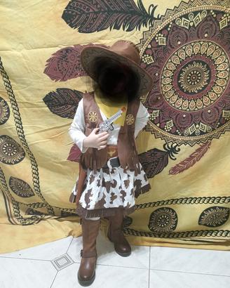 Vestito Carnevale Cowboy bambina 3/4 Anni 