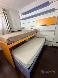 Cameretta ZALF con 2 letti, armadio, libreria