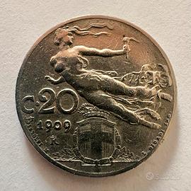 Moneta c 20 Italia 1909