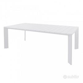 Tavolo da Pranzo Esterno Bianco in Alluminio 200Cm