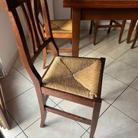 4 sedie in legno robuste con seduta intrecciata