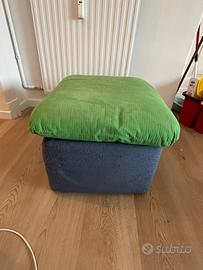 Puff poltrona quadrata blu/verde design quadrata