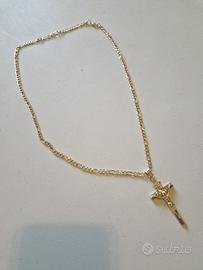 Collana con croce di Gesù placcata oro 18 k