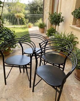 4 sedie in metallo nero