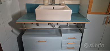 lavandino con mobile in legno celeste polvere mis.