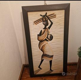 grande scultura in legno incorniciata 