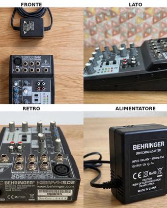Mixer Behringer Xenyx 502 con alimentatore.