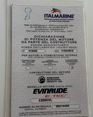 EVINRUDE HO 200 CV