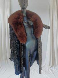 pelliccia astrakan con grande collo in volpe xxl