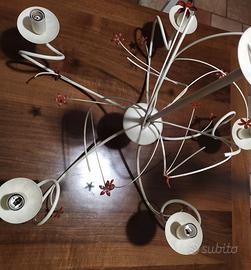 Lampadario 5 luci colore avorio