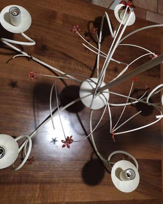 Lampadario 5 luci colore avorio