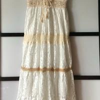Vestito lungo bianco pizzo stile boho chic
