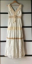 Vestito lungo bianco pizzo stile boho chic