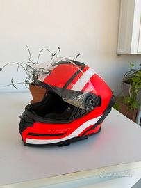 Casco Integrale Moto-Rosso/Bianco/Nero