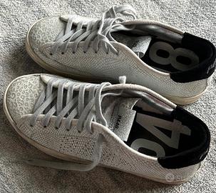 Sneakers P448 pelle bianco/argento