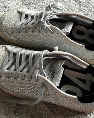 Sneakers P448 pelle bianco/argento
