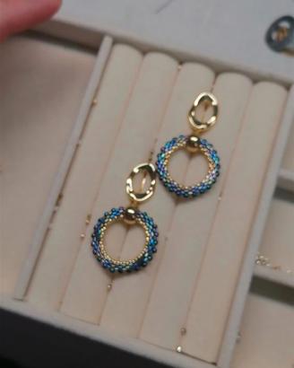 Orecchini Blu Arcobaleno - Perline Giapponesi