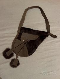 Borsa a mano/ spalla in Camoscio e Cavallino