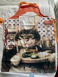 Grembiule cucina con stampa di gatto NUOVO