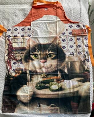 Grembiule cucina con stampa di gatto NUOVO
