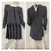 DENNY ROSE Vestito abito nero fantasia geometrica