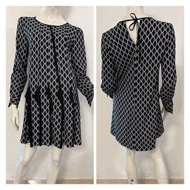 DENNY ROSE Vestito abito nero fantasia geometrica