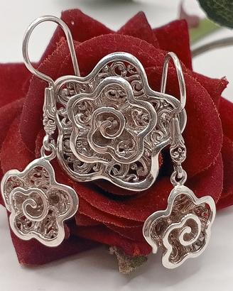 parure anello orecchini argento 925 Suarti Bali