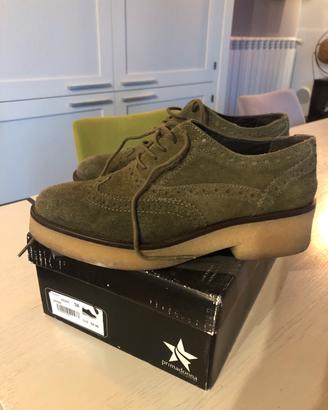 Scarpe stringate donna pelle scamosciata