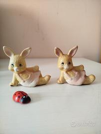 Coppia statuine vintage Coniglietti