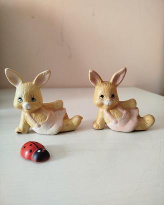 Coppia statuine vintage Coniglietti