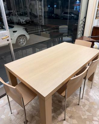 Tavolo cucina con 4 sedie legno sbiancato moderno