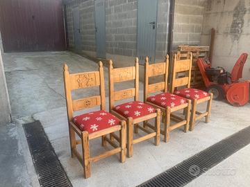 4 Sedie in legno massello