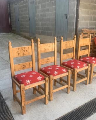 4 Sedie in legno massello