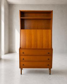 Libreria  scrittoio Mid-Century in teak anni '60