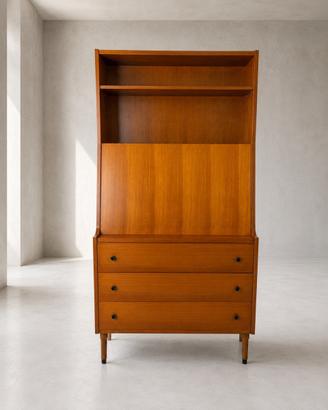 Libreria  scrittoio Mid-Century in teak anni '60