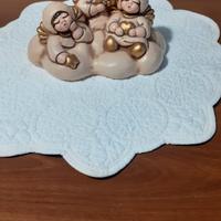 THUN Composizione 3 Angeli Nuvola Ceramica Oro Fam