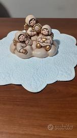 THUN Composizione 3 Angeli Nuvola Ceramica Oro Fam