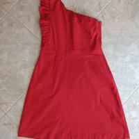 Vestito corto rosso monospalla 