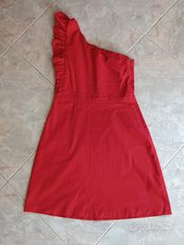Vestito corto rosso monospalla 