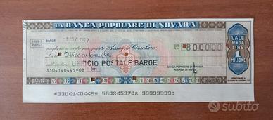 Assegno Circolare della B.P.N. di Barge