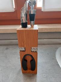 Set vino 6 pezzi con supporto in bambù