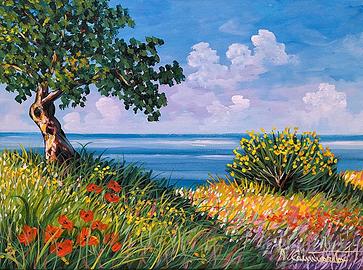 Quadro di paesaggio olio su tela firmato