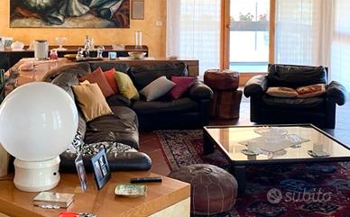 Divano + poltrona Frau in pelle con tavolo