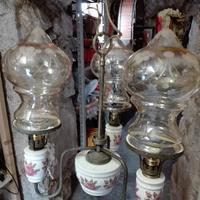 Lampadario antico vetro e ceramica