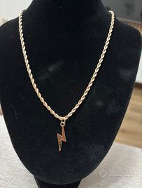 Collana uomo donna fulmine oro