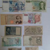 Dieci banconote in lire Repubblica italiana. 