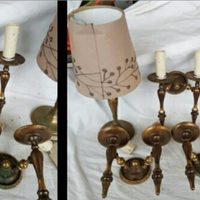 Applique ottone più lampade a olio e candelabro