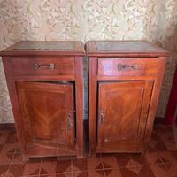 2 Comodini vintage legno e marmo