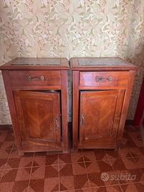 2 Comodini vintage legno e marmo
